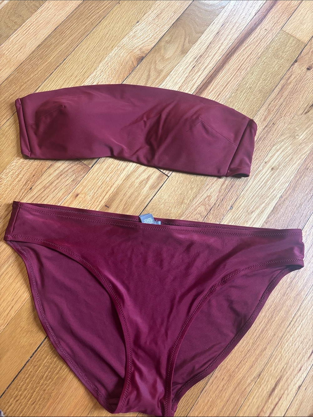 aerie Maroon Bandeau Bikini Set